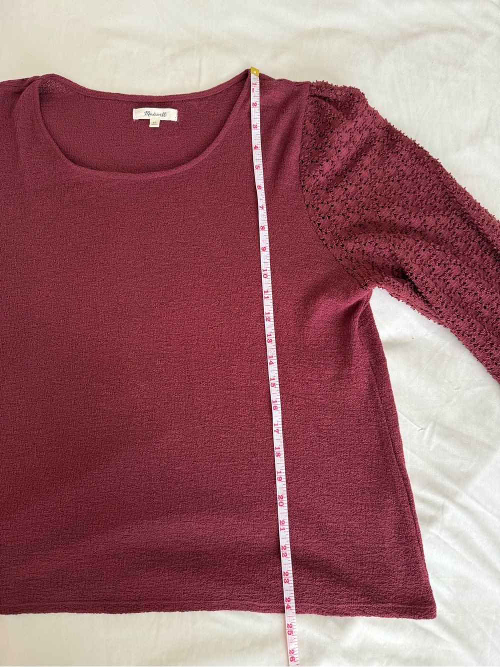Madewell Knit Top Lace Knit Ruffle Sleeves 100% Cotton XL - Picture 7 of 14
